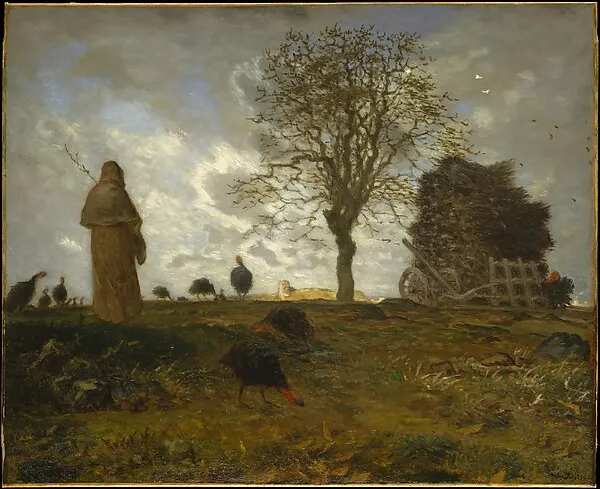 Autumn Landscape with a Flock of Turkeys — Jean-François Millet — praca twórcy Agnieszka Lewandowski na Freshwall Marketplace