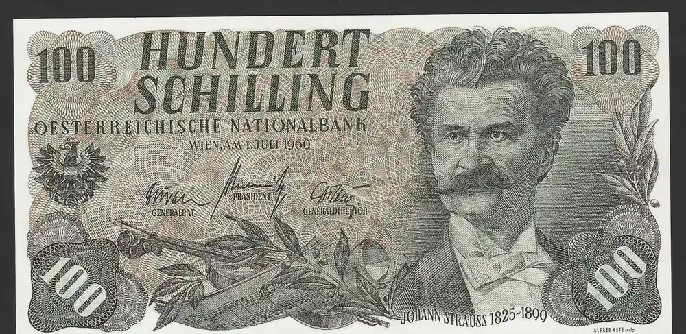 Austria 100 schilling 1960 - Johann Strauss — praca twórcy Wanjak na Freshwall Marketplace
