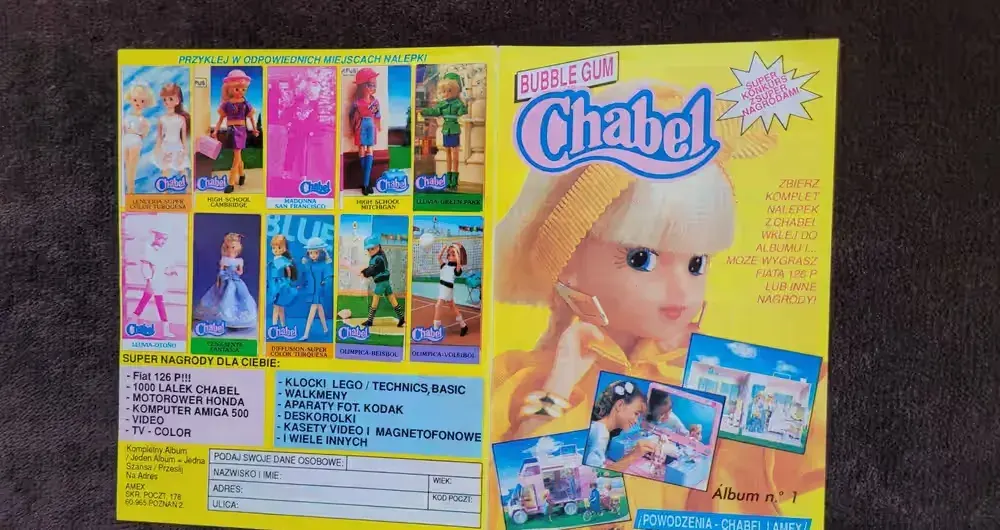 Chabel album z naklejkami z gum do żucia AMEX lata 90. brak 3 naklejek — praca twórcy Sylwia na Freshwall Marketplace