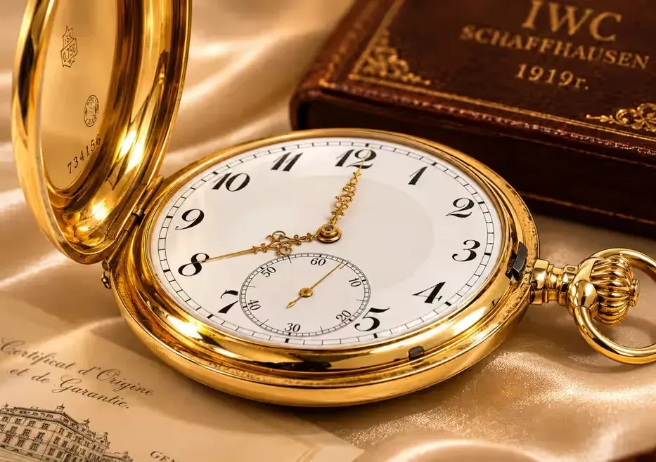 IWC Schaffhausen 1919r. Złoto 18K/750 105g zegarek kolekcjonerski kieszonkowy — praca twórcy Jubiler Szczawno Zdrój na Freshwall Marketplace