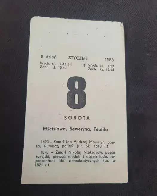 Kartka z kalendarza 08.01.1981 — praca twórcy Gosia na Freshwall Marketplace