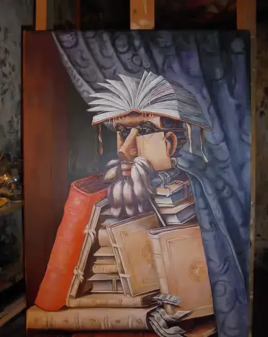 Kopia obrazu G.Arcimboldo Bibliotekarz — praca twórcy Andrzej Masianis na Freshwall Marketplace