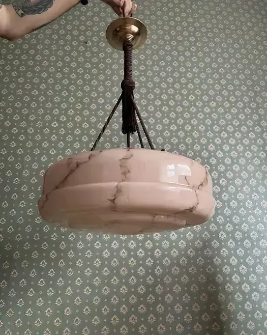 Lampa wisząca przedwojenna art deco ampla żyrandol antyk marmurek — praca twórcy Hanna na Freshwall Marketplace