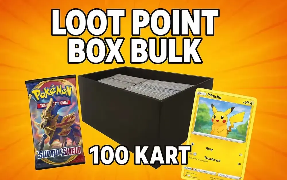 lootpointgames.pl Box Bulk Zestaw 100 Oryginalnych kart Pokémon — praca twórcy LootPointGames na Freshwall Marketplace