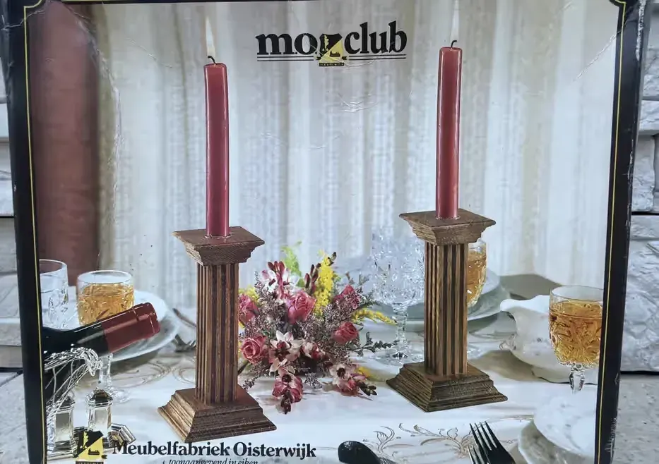 Meubelfabriek Oisterwijk swieczniki dębowe Vintage lata 50-60 XX wieku — praca twórcy Ania na Freshwall Marketplace