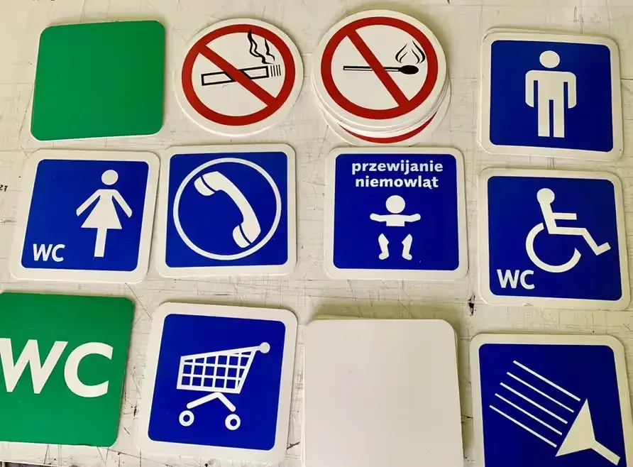 Piktogramy oznaczenia pomieszczeń — praca twórcy JWP na Freshwall Marketplace