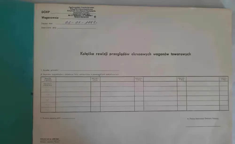 PKP Książka Przeglądów Wagonów Towarowych Czysta !!! 1999 r. — praca twórcy galeriaszafa na Freshwall Marketplace