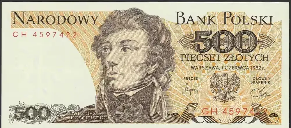 Polska 500 złotych 1982 - Tadeusz Kościuszko - GH - stan bankowy UNC — praca twórcy Kuliaqan2 na Freshwall Marketplace