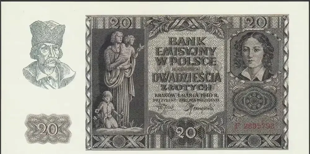 Polska - Generalna Gubernia 20 złotych 1940 - E. Plater ? — praca twórcy Wanjak na Freshwall Marketplace