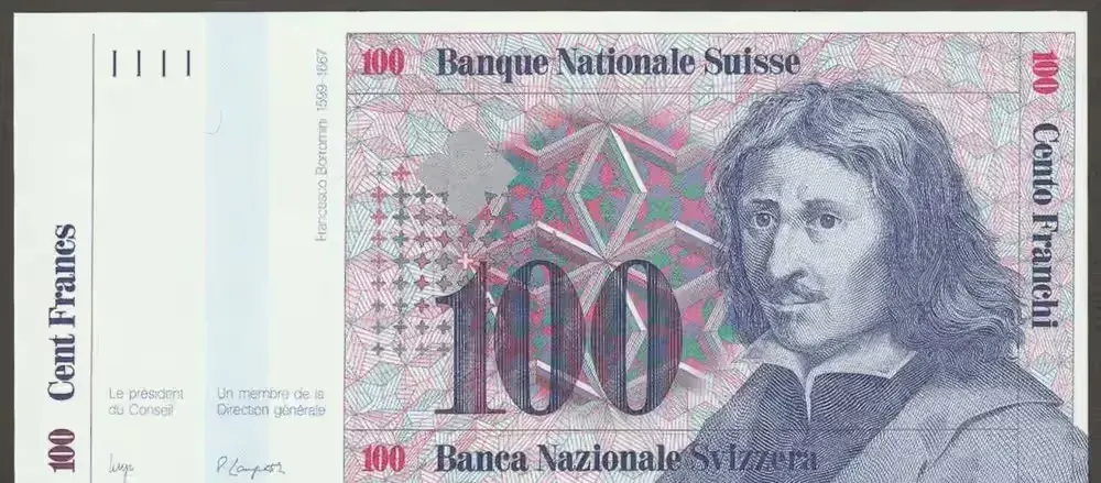 Szwajcaria 100 franków 1985 - Borromini — praca twórcy Wanjak na Freshwall Marketplace