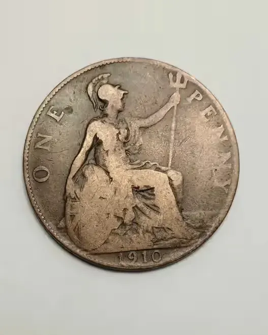Wielka Brytania One Penny ( 1 pens ) 1910r. Edward VII — praca twórcy Robert na Freshwall Marketplace