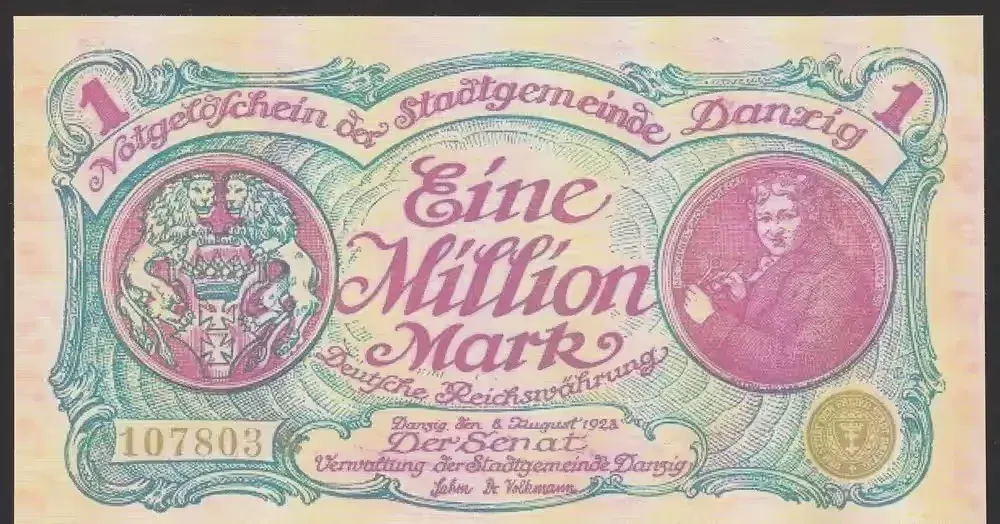 Wolne Miasto Gdańsk 1 milion marek 1923 — praca twórcy Wanjak na Freshwall Marketplace