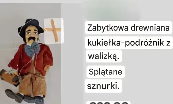 Zabytkowa drewniana kukielka — praca twórcy Iwona na Freshwall Marketplace
