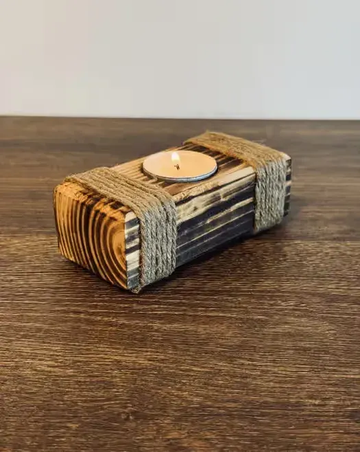 Drewniany świecznik na tealighty 1szt. – rustykalny, boho, handmade — praca twórcy KartWood na Freshwall Marketplace