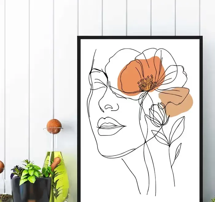 plakat kobieta i kwiaty abstrakcja, plakat do salonu w ramę kobieta — praca twórcy DRUKARNIA PATRZ na Freshwall Marketplace