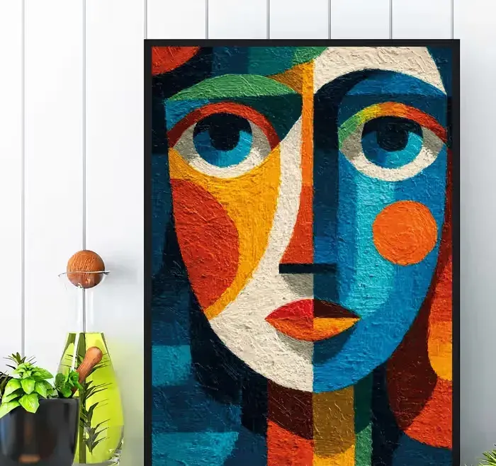 plakat kolorowy w stylu pablo picasso, obraz kolorowy w stylu picasso — praca twórcy DRUKARNIA PATRZ na Freshwall Marketplace
