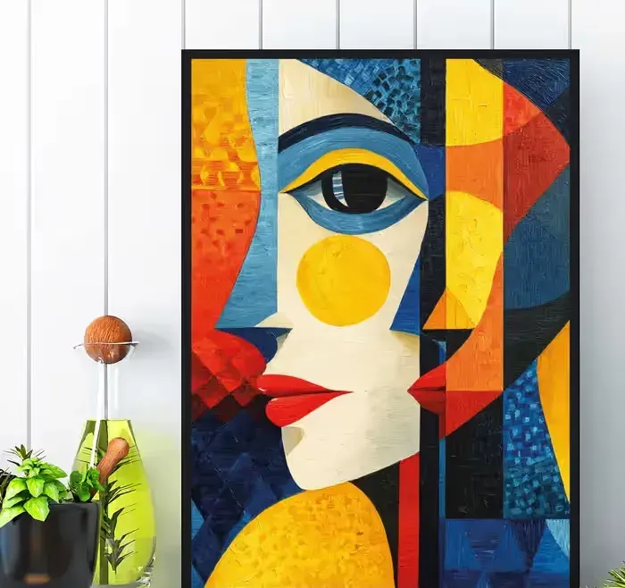plakat kolorowy w stylu pablo picasso, obraz kolorowy w stylu picasso — praca twórcy DRUKARNIA PATRZ na Freshwall Marketplace