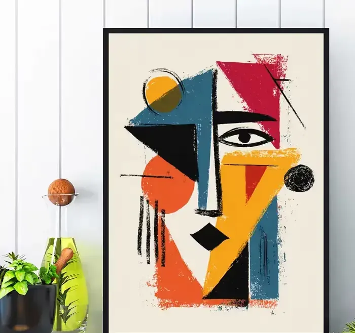 plakat kolorowy w stylu pablo picasso, obraz kolorowy w stylu picasso — praca twórcy DRUKARNIA PATRZ na Freshwall Marketplace