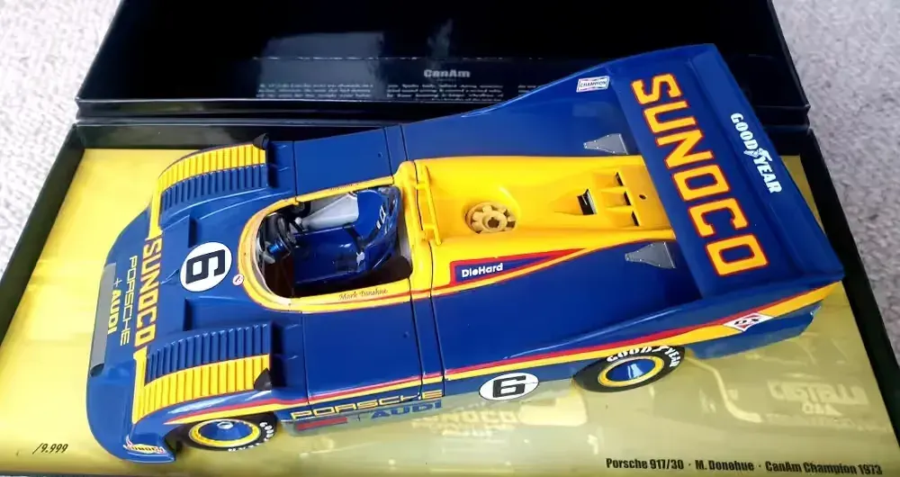 1/18 Minichamps Mark Donohue 1973 Sunoco Porsche 917 30 Can Am race ca — praca twórcy maciej na Freshwall Marketplace