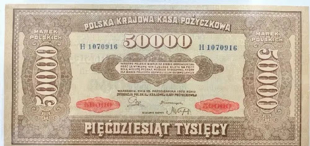 50000 Marek Polskich 1922 najpiękniejszy jaki widziałem taki banknot nie 1923 do zaawansowanych kolekcji  nie 1946 Marka  nie 1947 nie 1944 nie 1948 — praca twórcy Roman Hroboczyński na Freshwall Marketplace