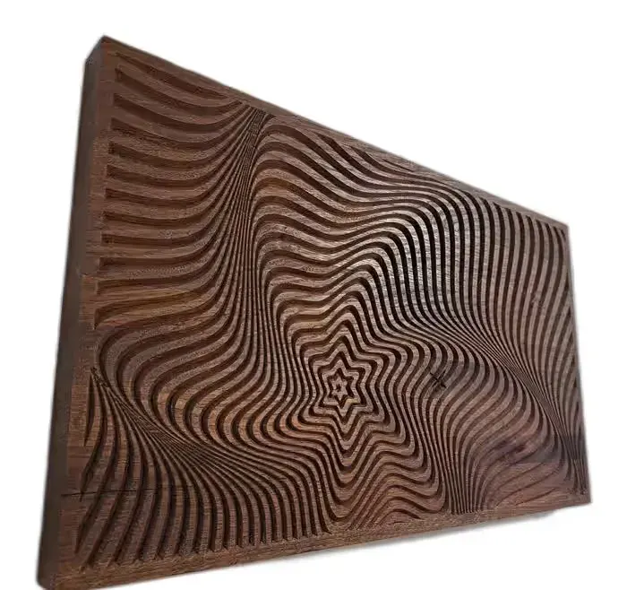Abstrakcyjna dekoracja z drewna 3D 53 × 31 cm – hipnotyczny wzór — praca twórcy Graver Studio na Freshwall Marketplace