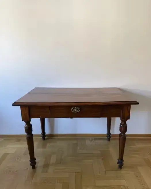 Antyczny stół dębowy z szufladą / Klasyczny gabinetowy / konsolowy | 115 cm — praca twórcy Katarzyna na Freshwall Marketplace