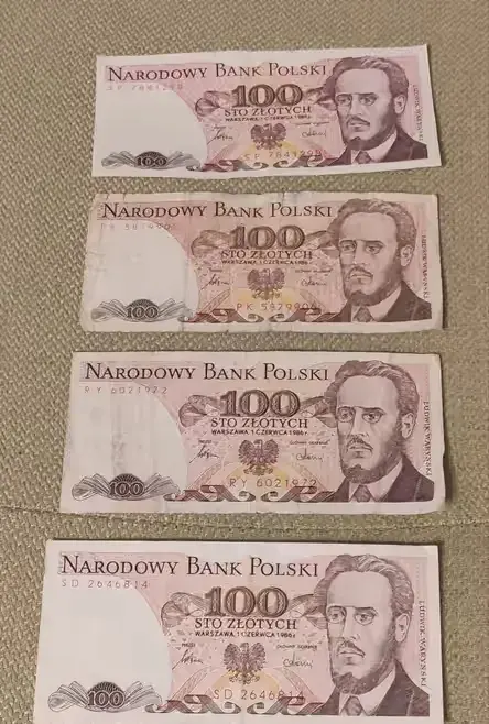 Banknot 100 zł 1986r. — praca twórcy Piotr na Freshwall Marketplace