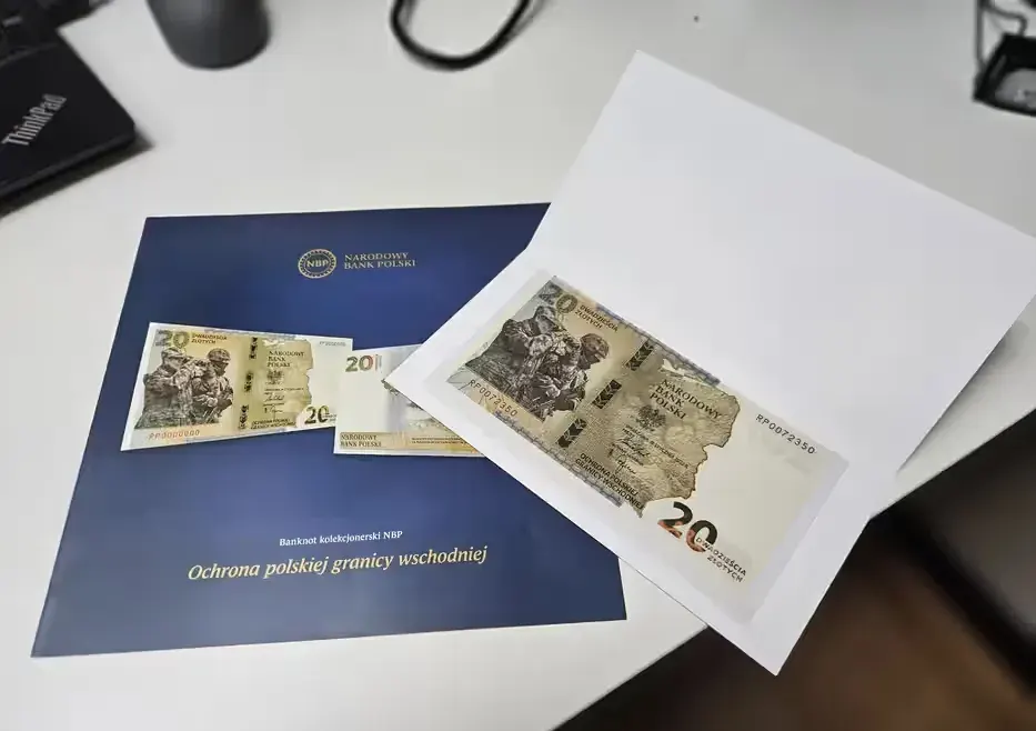 Banknot 20zl nbp unc Ochrona polskiej granicy wschodniej etui folder — praca twórcy Tomasz na Freshwall Marketplace