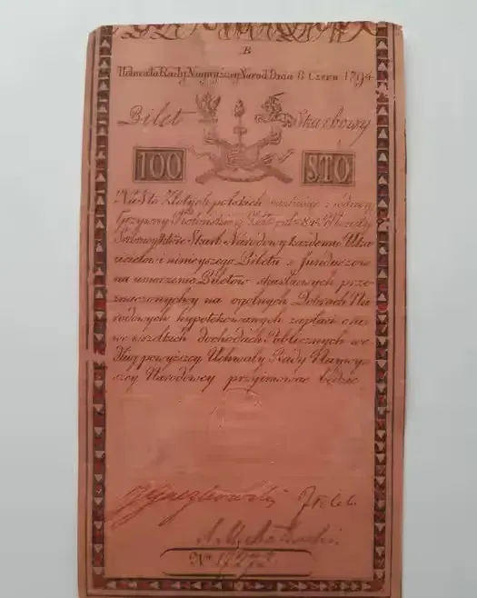 Banknot  bilet skarbowy  100zł  1794 rok  Insurekcja Kościuszkowska — praca twórcy Agnieszka na Freshwall Marketplace