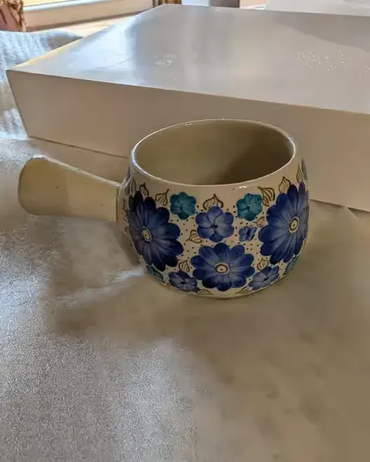 Ceramiczny Tygielek rondelek KOKILKA Fajans WŁOCŁAWEK PRL – Sygnowany J. Talorowska / Vintage Cepelia — praca twórcy Piotr na Freshwall Marketplace