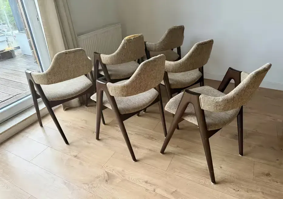 Compass Dining Chairs - Kai Kristiansen dla Sva Møbler, Dania, lata 60. - krzesła vintage, komplet 6 szt — praca twórcy Maciej na Freshwall Marketplace