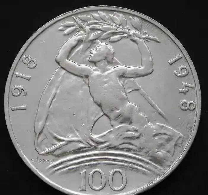 Czechosłowacja 100 koron 1948 - srebro — praca twórcy SrebrnyKruk-3 na Freshwall Marketplace