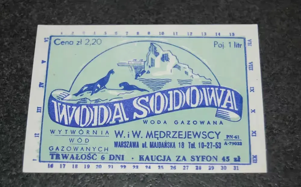 Etykietka Woda Sodowa - W.W. Mędrzejewscy - lata 50/60 — praca twórcy Agnieszka na Freshwall Marketplace
