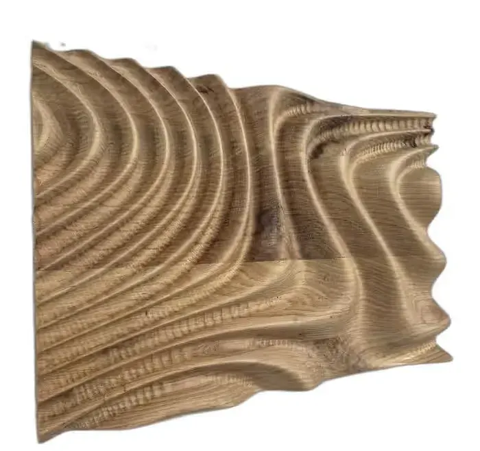 Dębowy panel ścienny 3D „Fale” 40 × 26,5 cm – dekoracja — praca twórcy Graver Studio na Freshwall Marketplace