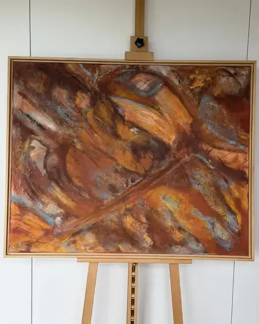 Gisela Zirn Duży Obraz Olejny 84x104 Magmaspalte 1999 Premium Vintage Oryginał Abstrakcja XXL Niemiecki Informel Galeria Salon Architekt Design Loft — praca twórcy ArtCollector na Freshwall Marketplace