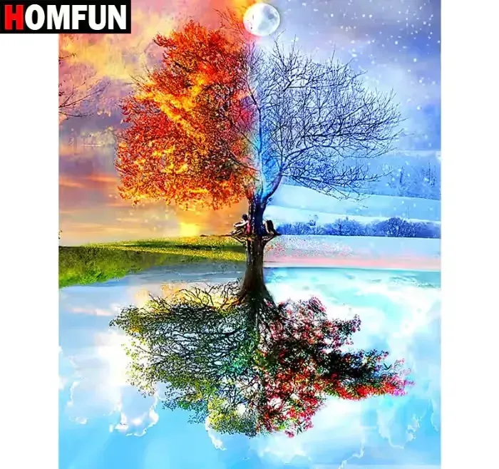 Haft Diamentowy Diamond Painting - drzewo 4 pory roku — praca twórcy Jakub na Freshwall Marketplace