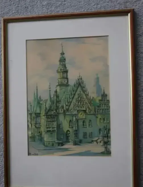 III Rzesza Wrocław Breslau Akwarela 1942 r — praca twórcy Andrzej na Freshwall Marketplace