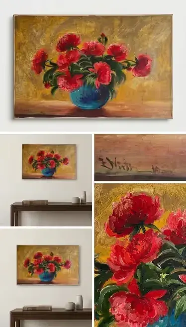 Jan WIRTH (1896-1943) – oryginalny obraz olejny PEONIE | 1933 r. Antyk / Unikat — praca twórcy Sebastian na Freshwall Marketplace