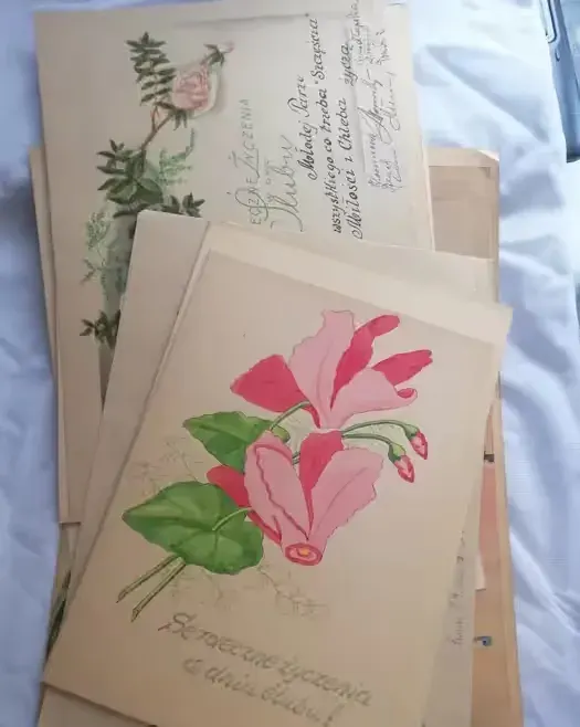 Kartki pamiątki ślubne 9szt 1955 — praca twórcy Hania na Freshwall Marketplace