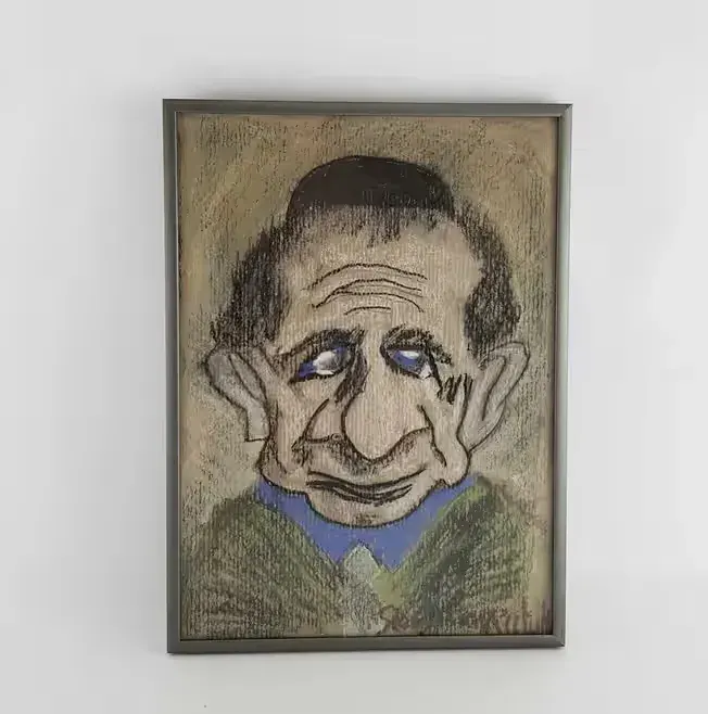 Karykatura Żyda - pastel - sygnowany — praca twórcy Second Hand na Freshwall Marketplace