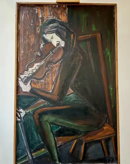 Modernizm 1967 Skrzypek Unikalny Obraz Ekspresja lat 60 Sygnowany JEŽ — praca twórcy ArtCollector na Freshwall Marketplace