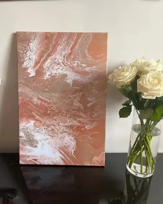 Obraz abstrakcyjny ręcznie malowany 50x60 cm fluid art miedź brąz — praca twórcy MYKOLA na Freshwall Marketplace