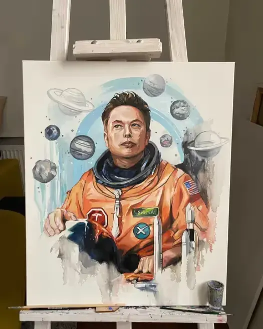Obraz "Elon Musk", 50x70 cm, płótno/olej. — praca twórcy Anna na Freshwall Marketplace