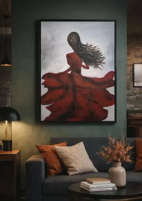 Obraz kobieta w czerwieni 70x100 cm nowoczesny glamour — praca twórcy Joanna na Freshwall Marketplace