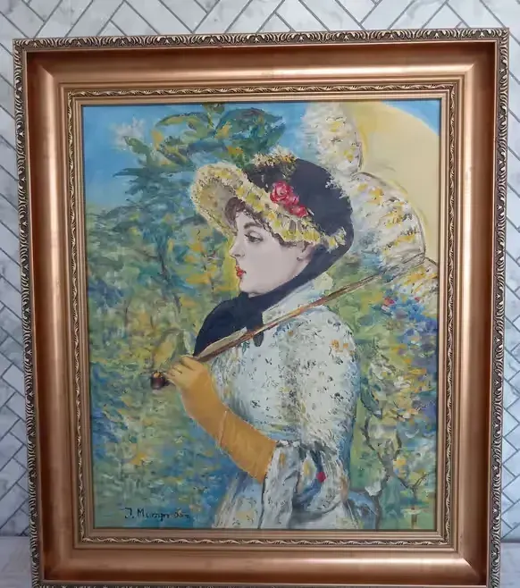 obraz na płótnie olejny wg Claude Monet Wiosna złota rama — praca twórcy Alicja na Freshwall Marketplace