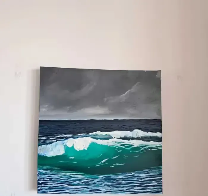 Obraz olejny 30x30 - Morskie fale, ręcznie malowany — praca twórcy majsonik9900 na Freshwall Marketplace