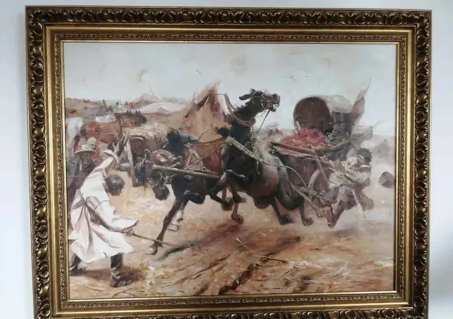 Obraz olejny na płótnie Józefa Brandta z 1885 roku Konie poniosły — praca twórcy Radek na Freshwall Marketplace