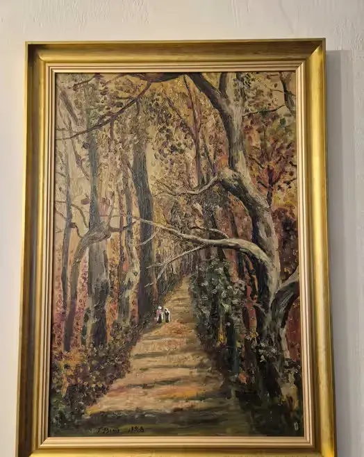 Obraz - Para w alei drzew 1928 r. - pejzaż - nowa rama — praca twórcy Andrzej na Freshwall Marketplace