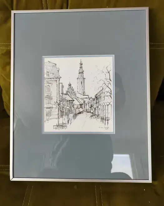 Oprawiony obraz młodego artysty/grafika łączona z akwarelą — praca twórcy Joanna S. na Freshwall Marketplace