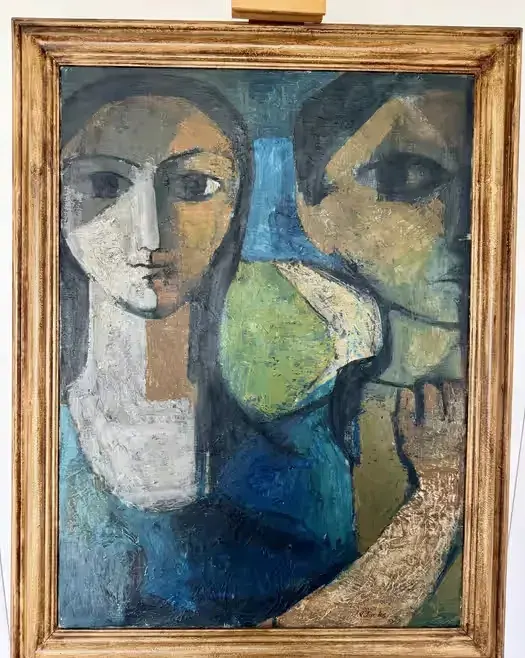 Oryginalny brytyjski modernizm 1962 – Wielkoformatowy Sygnowany obraz olejny z  historią wystawienniczą – Wybitna faktura i kompozycja Kubizm Mega Art — praca twórcy ArtCollector na Freshwall Marketplace
